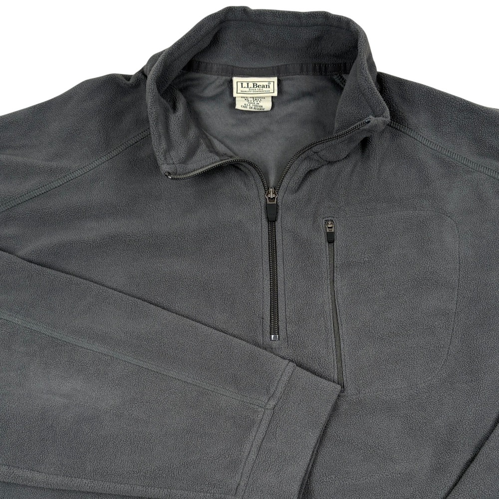 LL Bean Fleece Pullover Mens XL Tall Gray 1/4 Zip Outdoor Hiking Cabincore